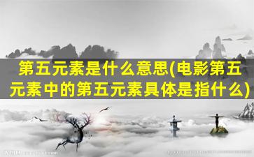 第五元素是什么意思(电影第五元素中的第五元素具体是指什么)