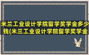 米兰工业设计学院留学奖学金多少钱(米兰工业设计学院留学奖学金多少钱一个月)