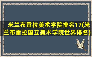 米兰布雷拉美术学院排名17(米兰布雷拉国立美术学院世界排名)