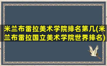 米兰布雷拉美术学院排名第几(米兰布雷拉国立美术学院世界排名)