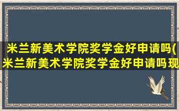 米兰新美术学院奖学金好申请吗(米兰新美术学院奖学金好申请吗现在)