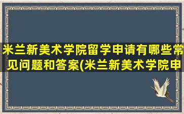 米兰新美术学院留学申请有哪些常见问题和答案(米兰新美术学院申请时间)