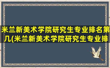 米兰新美术学院研究生专业排名第几(米兰新美术学院研究生专业排名榜)