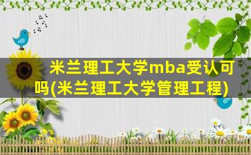 米兰理工大学mba受认可吗(米兰理工大学管理工程)