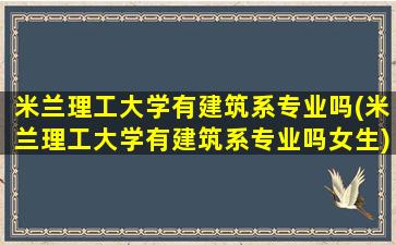 米兰理工大学有建筑系专业吗(米兰理工大学有建筑系专业吗女生)