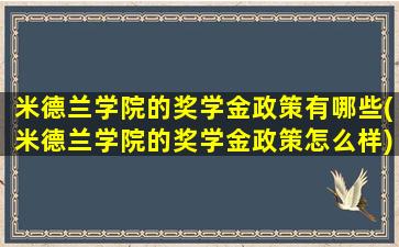 米德兰学院的奖学金政策有哪些(米德兰学院的奖学金政策怎么样)