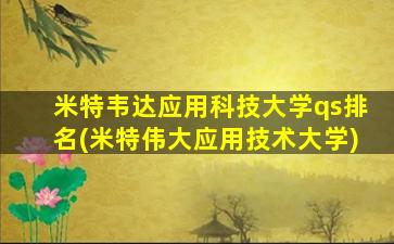 米特韦达应用科技大学qs排名(米特伟大应用技术大学)