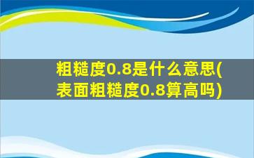 粗糙度0.8是什么意思(表面粗糙度0.8算高吗)