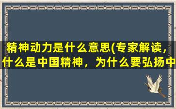 精神动力是什么意思(专家解读，什么是中国精神，为什么要弘扬中国精神)