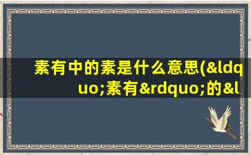 素有中的素是什么意思(“素有”的“素”是什么意思)