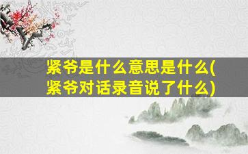 紧爷是什么意思是什么(紧爷对话录音说了什么)