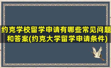 约克学校留学申请有哪些常见问题和答案(约克大学留学申请条件)