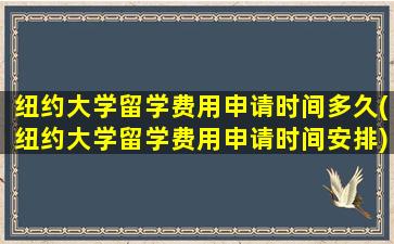 纽约大学留学费用申请时间多久(纽约大学留学费用申请时间安排)