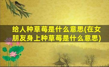 给人种草莓是什么意思(在女朋友身上种草莓是什么意思)