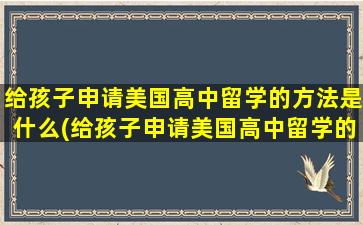 给孩子申请美国高中留学的方法是什么(给孩子申请美国高中留学的方法)