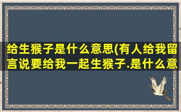 给生猴子是什么意思(有人给我留言说要给我一起生猴子.是什么意思)