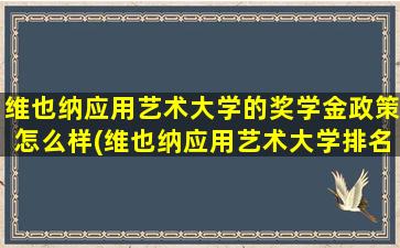 维也纳应用艺术大学的奖学金政策怎么样(维也纳应用艺术大学排名)