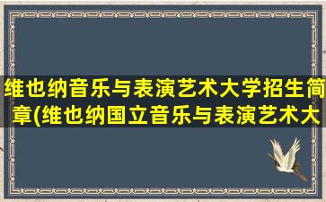 维也纳音乐与表演艺术大学招生简章(维也纳国立音乐与表演艺术大学学费)