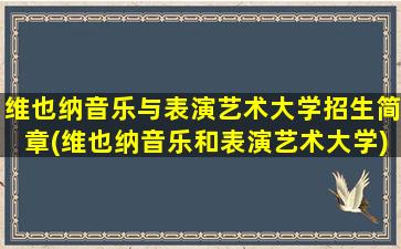 维也纳音乐与表演艺术大学招生简章(维也纳音乐和表演艺术大学)