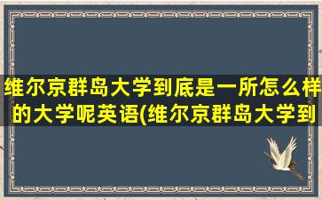 维尔京群岛大学到底是一所怎么样的大学呢英语(维尔京群岛大学到底是一所怎么样的大学呢英文)