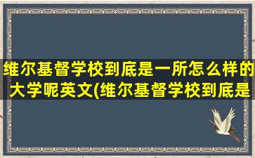 维尔基督学校到底是一所怎么样的大学呢英文(维尔基督学校到底是一所怎么样的大学呢英语)