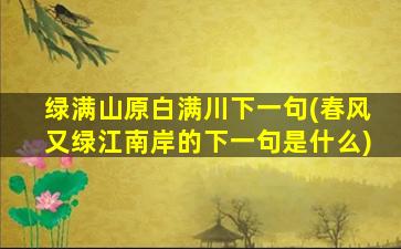 绿满山原白满川下一句(春风又绿江南岸的下一句是什么)