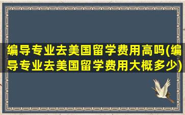 编导专业去美国留学费用高吗(编导专业去美国留学费用大概多少)