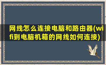 网线怎么连接电脑和路由器(wifi到电脑机箱的网线如何连接)