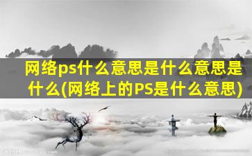 网络ps什么意思是什么意思是什么(网络上的PS是什么意思)