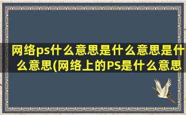 网络ps什么意思是什么意思是什么意思(网络上的PS是什么意思)