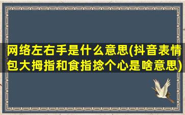 网络左右手是什么意思(抖音表情包大拇指和食指捻个心是啥意思)