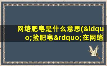 网络肥皂是什么意思(“捡肥皂”在网络上是什么意思)