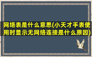 网络表是什么意思(小天才手表使用时显示无网络连接是什么原因)