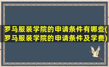 罗马服装学院的申请条件有哪些(罗马服装学院的申请条件及学费)