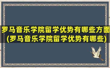 罗马音乐学院留学优势有哪些方面(罗马音乐学院留学优势有哪些)