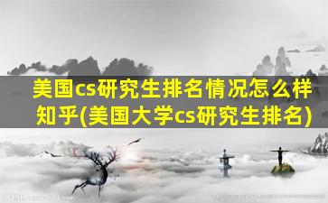 美国cs研究生排名情况怎么样知乎(美国大学cs研究生排名)