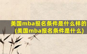 美国mba报名条件是什么样的(美国mba报名条件是什么)