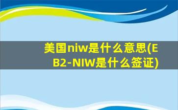 美国niw是什么意思(EB2-NIW是什么签证)