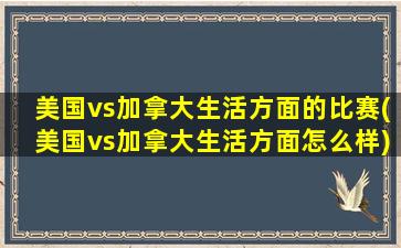 美国vs加拿大生活方面的比赛(美国vs加拿大生活方面怎么样)