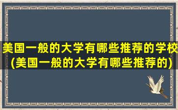 美国一般的大学有哪些推荐的学校(美国一般的大学有哪些推荐的)