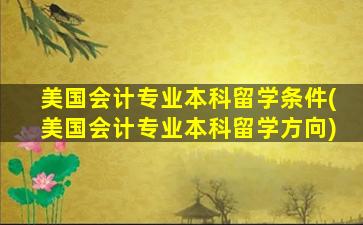 美国会计专业本科留学条件(美国会计专业本科留学方向)