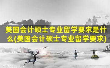 美国会计硕士专业留学要求是什么(美国会计硕士专业留学要求)