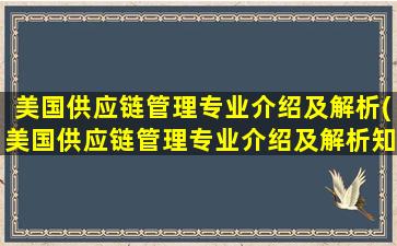 美国供应链管理专业介绍及解析(美国供应链管理专业介绍及解析知乎)