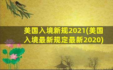 美国入境新规2021(美国入境最新规定最新2020)