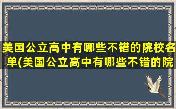 美国公立高中有哪些不错的院校名单(美国公立高中有哪些不错的院校排名)