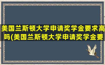 美国兰斯顿大学申请奖学金要求高吗(美国兰斯顿大学申请奖学金要求多少)