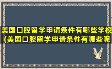 美国口腔留学申请条件有哪些学校(美国口腔留学申请条件有哪些呢)