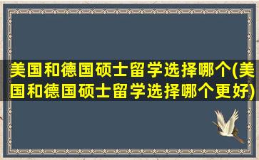 美国和德国硕士留学选择哪个(美国和德国硕士留学选择哪个更好)