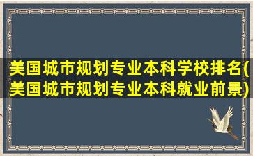 美国城市规划专业本科学校排名(美国城市规划专业本科就业前景)