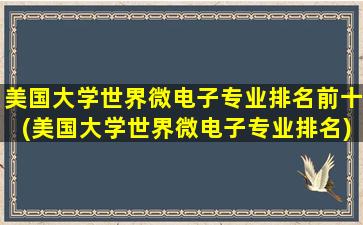 美国大学世界微电子专业排名前十(美国大学世界微电子专业排名)